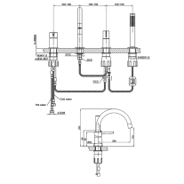 Baterie cada LaVita, Verdi, montaj pe cada, set complet dus, brushed gold